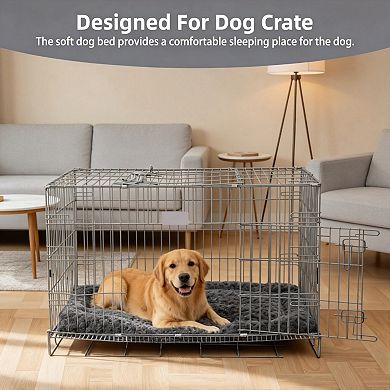 Grey Washable Soft Dog Crate Bed For All Breeds