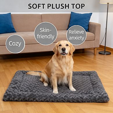 Grey Washable Soft Dog Crate Bed For All Breeds