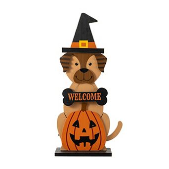 Glitzhome 30"H Halloween Lighted Wooden Porch Decor with Timer