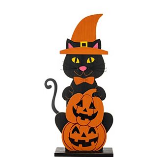 Glitzhome 30"H Halloween Lighted Wooden Porch Decor with Timer