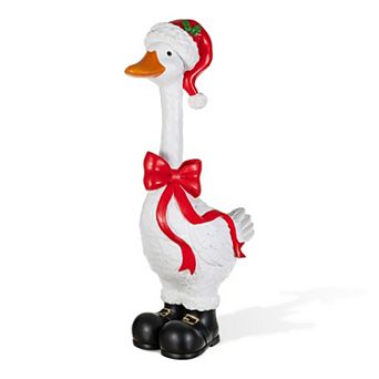 Glitzhome 24"H Christmas Polyresin Goose Porch Decor