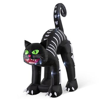 Glitzhome 11FT Lighted Halloween Inflatable Giant Skeleton Cat Decor