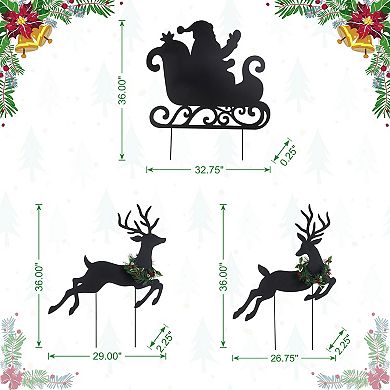 Glitzhome 36"H S/3 Christmas Lighted Metal Silhouette Reindeer with Timer