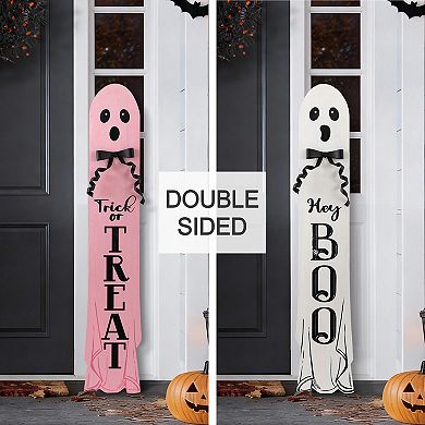 Glitzhome 42"H Halloween Wood Reversible Ghost Porch Signs
