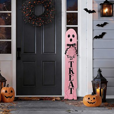Glitzhome 42"H Halloween Wood Reversible Ghost Porch Signs
