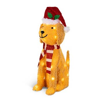 Glitzhome 3D Christmas Glittered Fabric with Warm White LED Lights