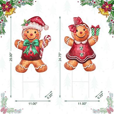 Glitzhome Set of 2 Yard Stakes, Metal Christmas Wall Decor