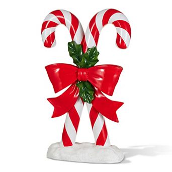 Glitzhome 24"H Christmas Polyresin Candy Cane Porch Decor