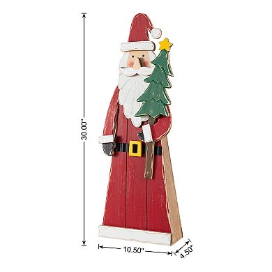 Glitzhome 30"H Christmas Chunky Wood Porch Decor