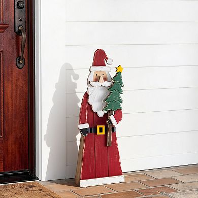 Glitzhome 30"H Christmas Chunky Wood Porch Decor