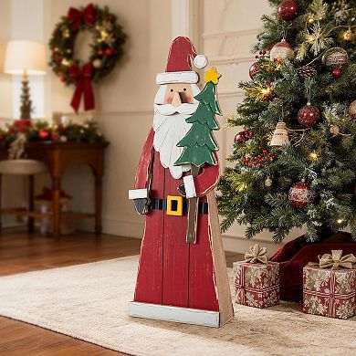 Glitzhome 30"H Christmas Chunky Wood Porch Decor