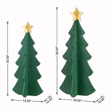 Glitzhome Set of 2 Wood Interlocking Christmas Porch Decor