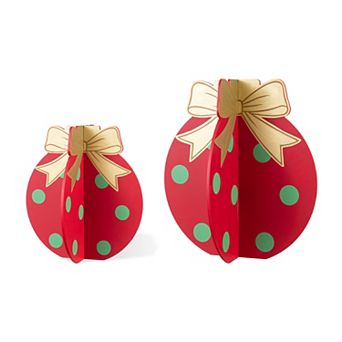 Glitzhome Set of 2 Wood Interlocking Christmas Porch Decor