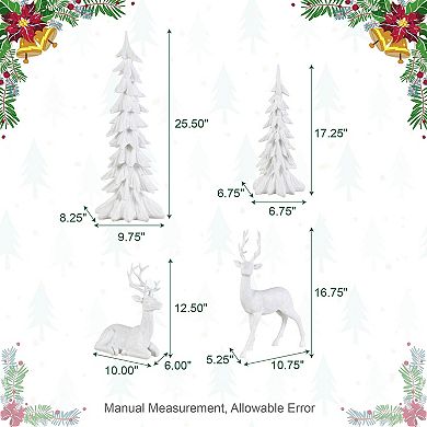 Glitzhome Christmas S/4 Christmas Reindeer w/Tree Table Decor