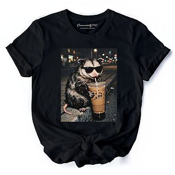 Iced Coffee Opossum T-Shirt, Funny Animal Meme Tee