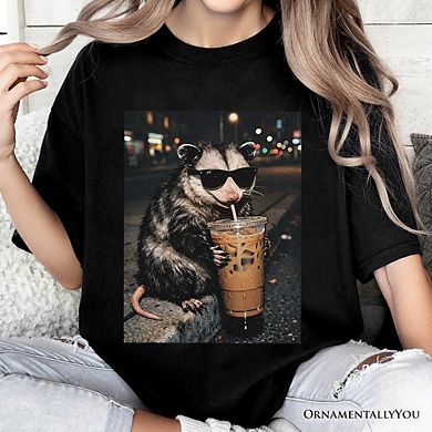 Iced Coffee Opossum T-Shirt, Funny Animal Meme Tee