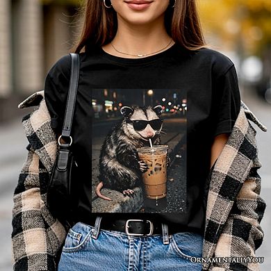 Iced Coffee Opossum T-Shirt, Funny Animal Meme Tee