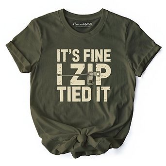 Funny Mechanic Car Guy T-Shirt, It's Fine I Zip Tied It Tee