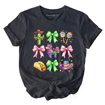 Cinco De Mayo Coquette Bow T-Shirt, Mexican Fiesta Maracas Tee