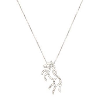 Brilliance Fine Silver Plated Cubic Zirconia Horse Pendant Necklace