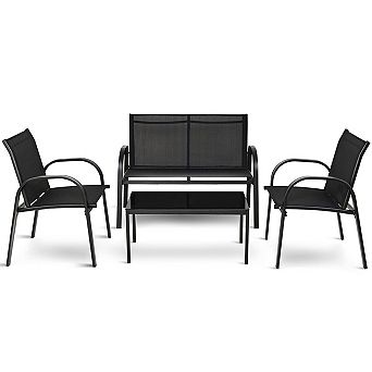 Costway 4 pc Patio Furniture Set Sofa Coffee Table Patio Seating Set Garden Deck