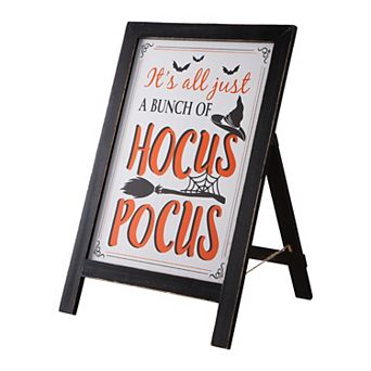 Glitzhome 24"H Halloween Wooden Standing Easel Sign Decor or Hanging Decor
