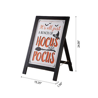 Glitzhome 24"H Halloween Wooden Standing Easel Sign Decor or Hanging Decor