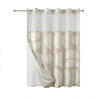 Hookless Shower Curtain with Snap-in Liner, Water-Resistant Polyester, Sheer Panel