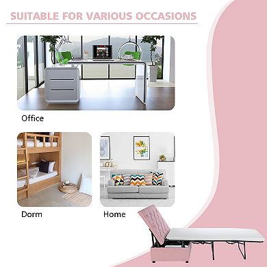 Costway Folding Ottoman Sleeper Bed with Mattress Convertible Guest Bed