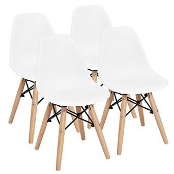 Costway 4 pc Kids Chair Set Mid-Century Modern Style Dining Chairs w/ Wood Legs