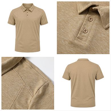 Men's Short Sleeve Polo Shirt Casual Button Collar T-Shirts
