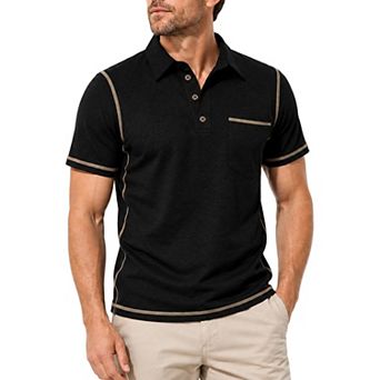 Men's Contrast Stitching Short Sleeve Polo Shirt Casual Summer T-Shirts