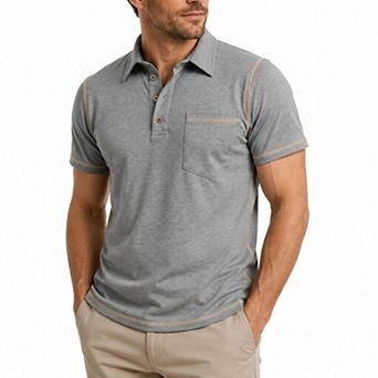 Men's Contrast Stitching Short Sleeve Polo Shirt Casual Summer T-Shirts