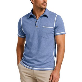 Men's Contrast Stitching Short Sleeve Polo Shirt Casual Summer T-Shirts