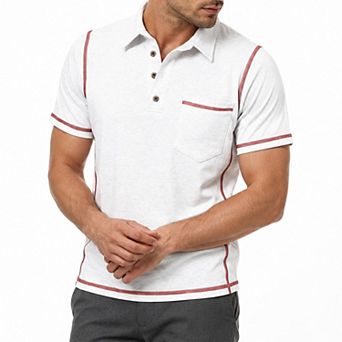 Men's Contrast Stitching Short Sleeve Polo Shirt Casual Summer T-Shirts
