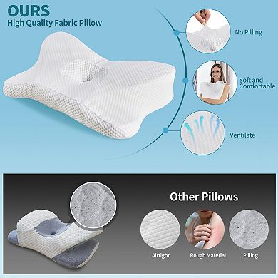 YIORTWO 2 Pack Cooling Memory Foam Neck Support Pillow Ergonomic Contour Pillow for Side Sleepers
