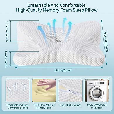 YIORTWO 2 Pack Cooling Memory Foam Neck Support Pillow Ergonomic Contour Pillow for Side Sleepers