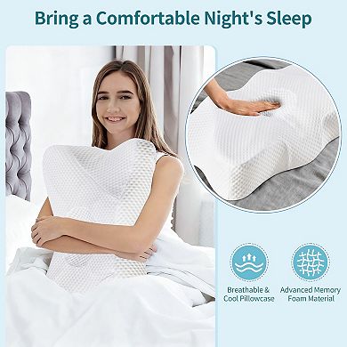 YIORTWO 2 Pack Cooling Memory Foam Neck Support Pillow Ergonomic Contour Pillow for Side Sleepers