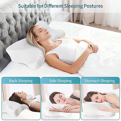 YIORTWO 2 Pack Cooling Memory Foam Neck Support Pillow Ergonomic Contour Pillow for Side Sleepers
