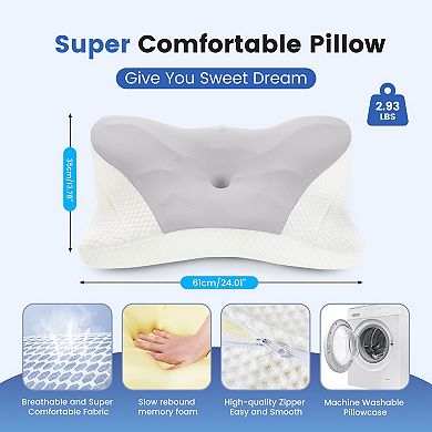 YIORTWO Ergonomic Memory Foam Cervical Pillow Breathable Washable Cover Neck Support Sleep Pillow