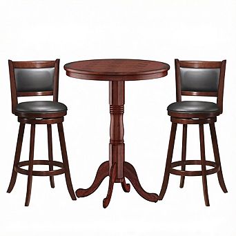 Costway 3 pc Pub Table Set 30'' Round Bar Height Table & 2 pc Swivel Bar Stools