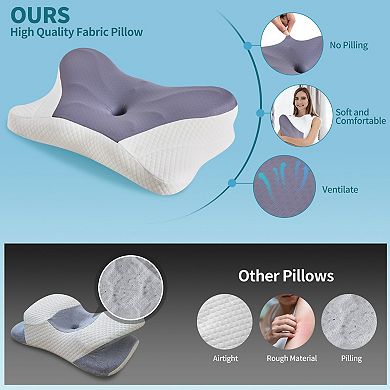 YIORTWO Ergonomic Memory Foam Cervical Pillow Dual Height Orthopedic Support Contour Pillow