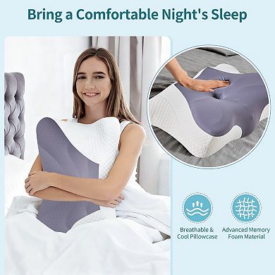 YIORTWO Ergonomic Memory Foam Cervical Pillow Dual Height Orthopedic Support Contour Pillow