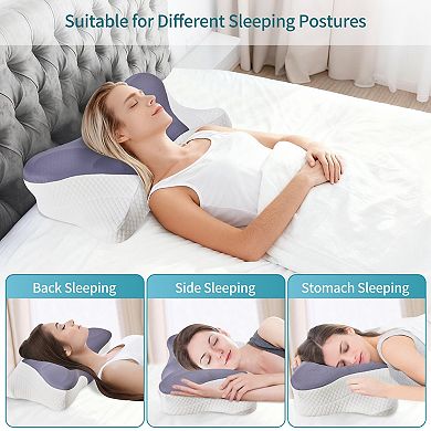 YIORTWO Ergonomic Memory Foam Cervical Pillow Dual Height Orthopedic Support Contour Pillow