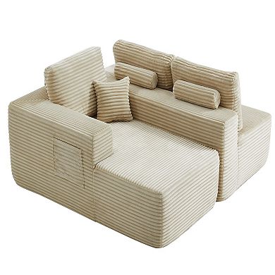 YIORTWO 104.3 Inch Left L Shaped Modular Sectional Sofa Deep Seat Couch with Side Pockets