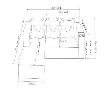 YIORTWO 104.3 Inch Left L Shaped Modular Sectional Sofa Deep Seat Couch with Side Pockets
