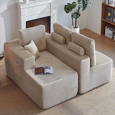YIORTWO 104.3 Inch Left L Shaped Modular Sectional Sofa Deep Seat Couch with Side Pockets