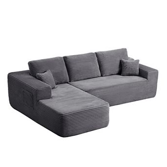 YIORTWO 104.3 Inch Left L Shaped Modular Sectional Sofa Deep Seat Couch with Side Pockets
