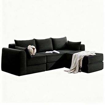 YIORTWO 100 Inch Modular Sectional Sofa Couch with Ottoman and Pillows for Living Room