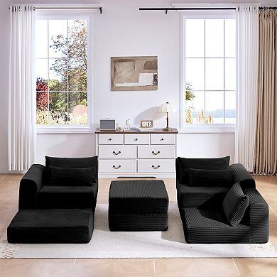 YIORTWO 100 Inch Modular Sectional Sofa Couch with Ottoman and Pillows for Living Room